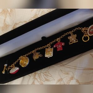 SF Niners Gold-Tone Charm Bracelet with seven charms